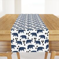 geo bear // camping blue navy kids room triangles mountains boy nursery