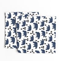 geo bear // camping blue navy kids room triangles mountains boy nursery