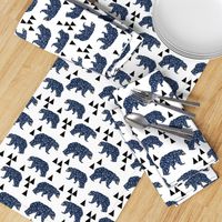 geo bear // camping blue navy kids room triangles mountains boy nursery