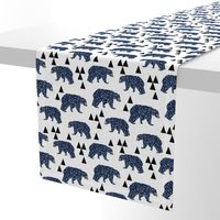 geo bear // camping blue navy kids room triangles mountains boy nursery