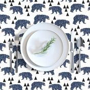 geo bear // camping blue navy kids room triangles mountains boy nursery