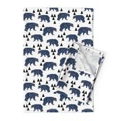 geo bear // camping blue navy kids room triangles mountains boy nursery