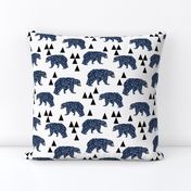 geo bear // camping blue navy kids room triangles mountains boy nursery