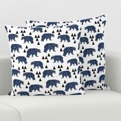 geo bear // camping blue navy kids room triangles mountains boy nursery