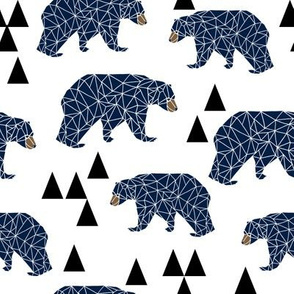 geo bear // camping blue navy kids room triangles mountains boy nursery