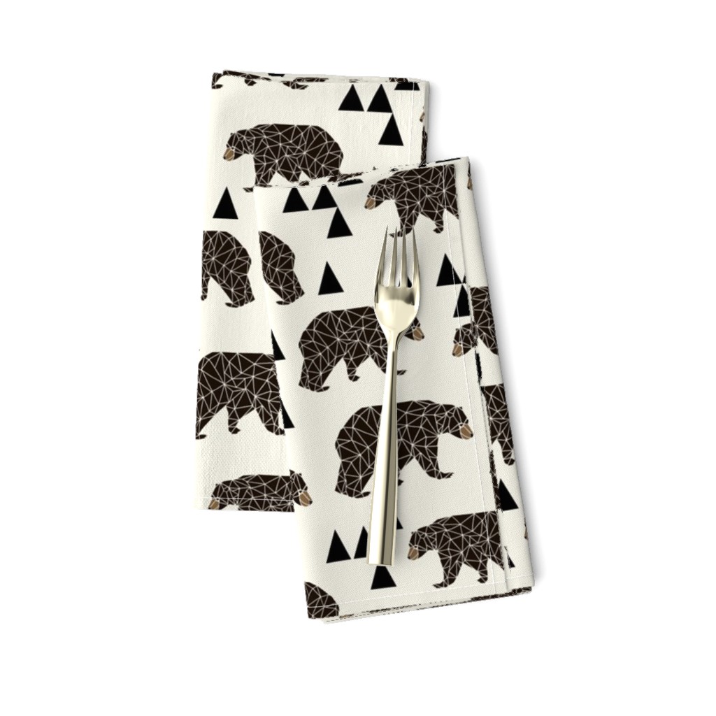 geo bear // cream geometric trendy camping boys nursery bear