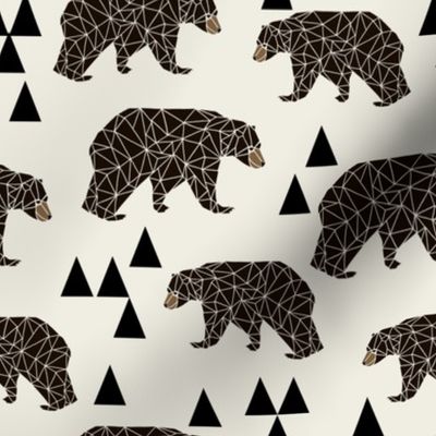 geo bear // cream geometric trendy camping boys nursery bear