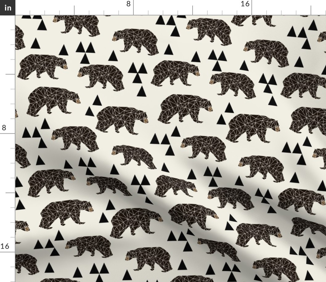 geo bear // cream geometric trendy camping boys nursery bear