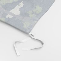 Forest Fabric, Crane Fabric | Indigo Japanese print fabric, bird fabric (medium scale)