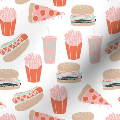 junk food // pink junk food hot dog french fries hamburger cheeseburger fast food junk food kids food 