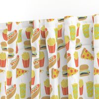 junk food // hot dog pizza fries soda fried food fast food novelty food print