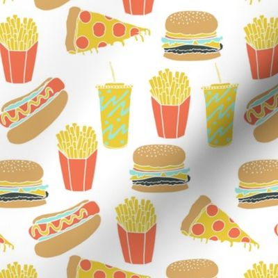 junk food // hot dog pizza fries soda fried food fast food novelty food print