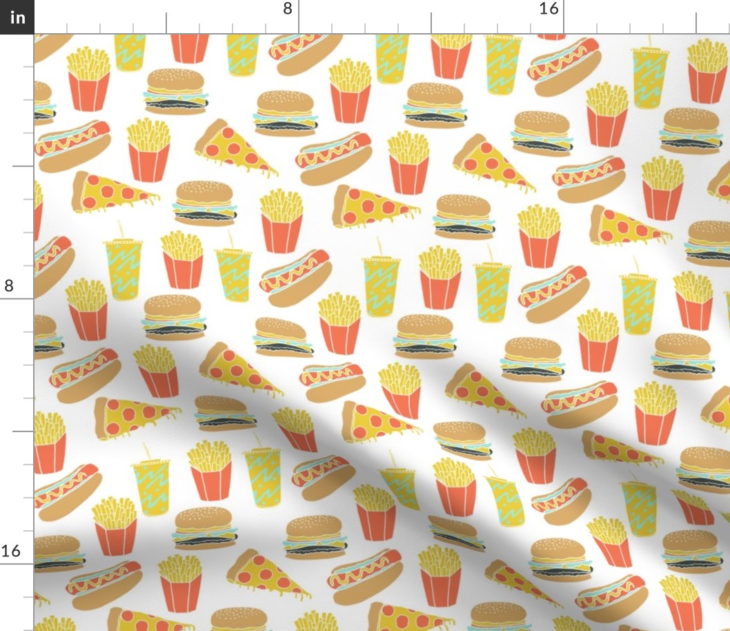 junk food // hot dog pizza fries soda fried food fast food novelty food print