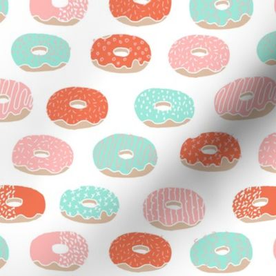 donut // donuts doughnuts mint and pink coral pastel donuts sweets bakery pastry food print