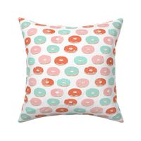 donut // donuts doughnuts mint and pink coral pastel donuts sweets bakery pastry food print