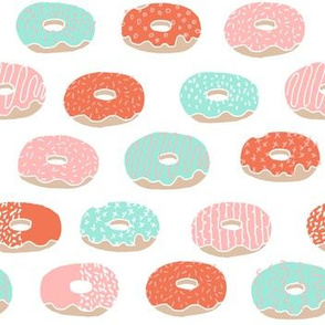 donut // donuts doughnuts mint and pink coral pastel donuts sweets bakery pastry food print