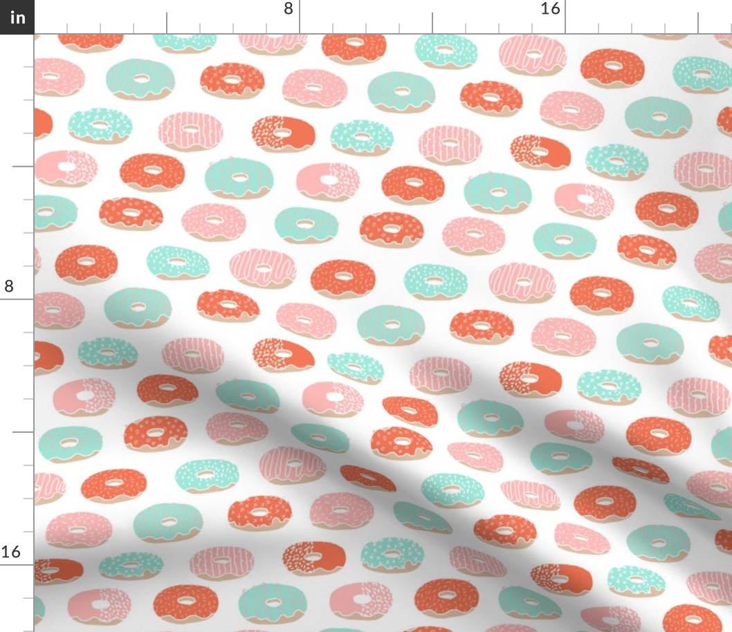 donut // donuts doughnuts mint and pink coral pastel donuts sweets bakery pastry food print