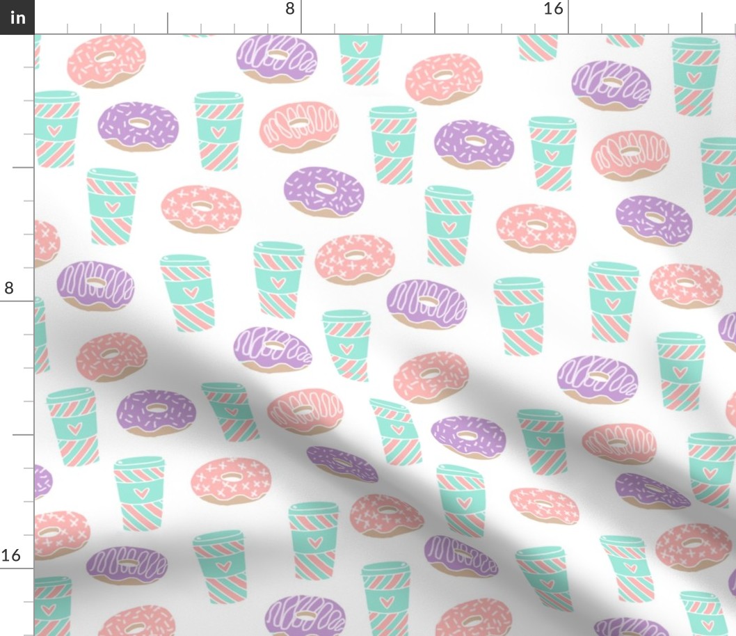 coffee and donuts // latte coffee drink sweets pastel mint pink purple 