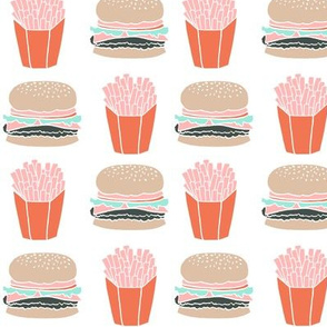 burgers and fries // junk food kids hamburger cheeseburger fast food fried food junk food trendy novelty food print