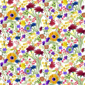Painterly Floral Pattern on White