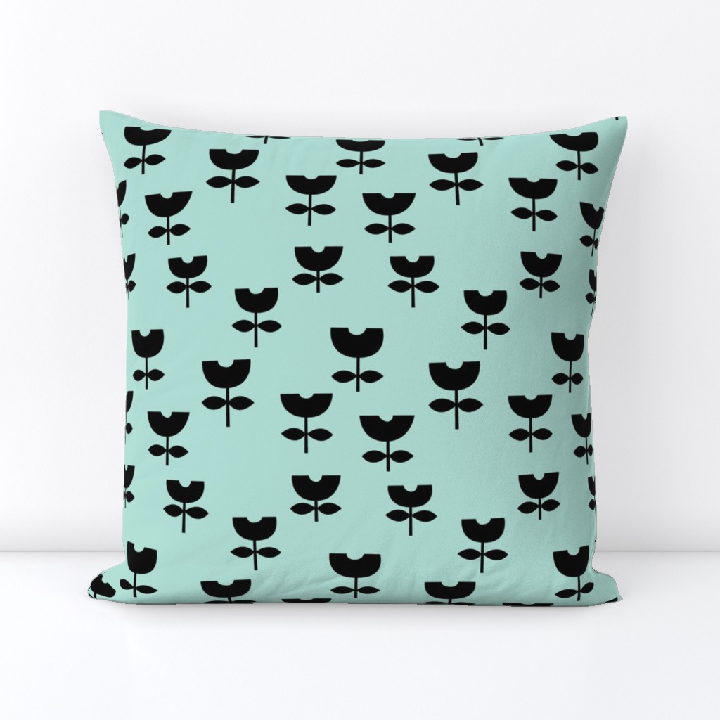 Sweet poppy flower abstract scandinavian style tulip mint blue