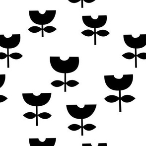 Sweet poppy flower abstract scandinavian style tulip black and white