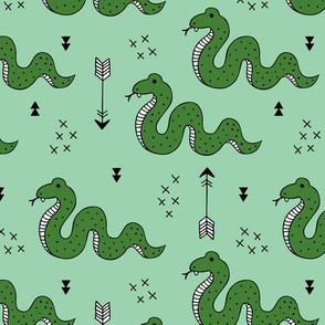 Fun baby snake indian summer reptile arrow geometric details gender neutral green tropical forest