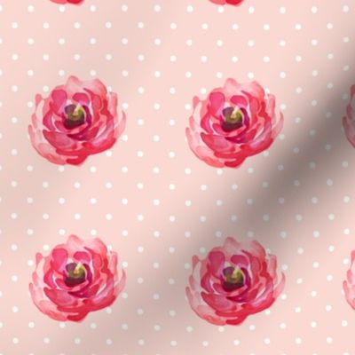 Mini Rose / White Polka Dots