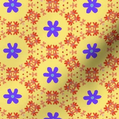 Little Orange & Purple Flower Circle Pattern