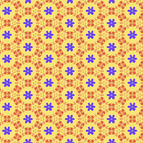 Little Orange & Purple Flower Circle Pattern