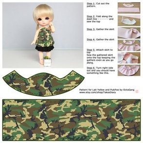 [Lati Yellow] Cut and sew - Green Camouflage dress