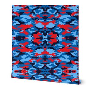 Camouflage red and blue, camo army Fabric byjamesdean