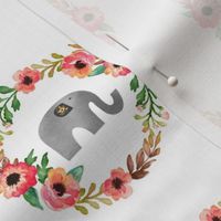 Floral Elephant in Water Color with Floral Wreath