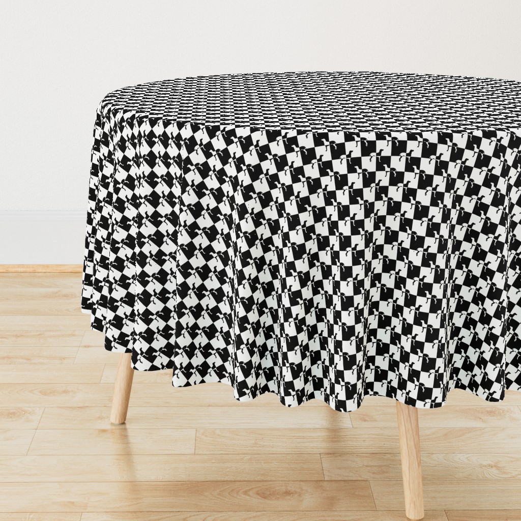 Black and White Weimaraners on Checkerboard