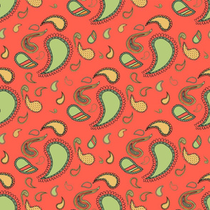Paisley on Tomato Red