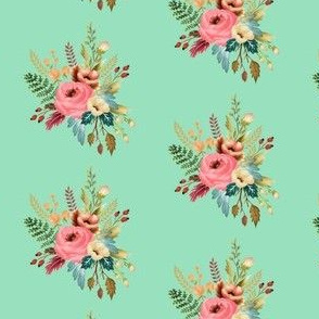 Watercolor Floral Motif 01 on Peppermint