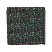 Scattered Paisley Leaves - aqua/brown