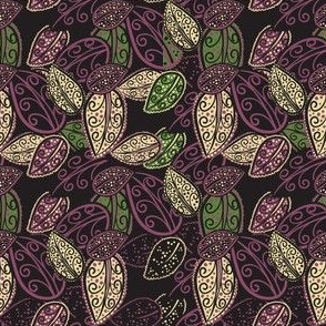Scattered Paisley Leaves - Purple