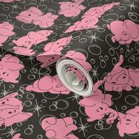 Pink Elephants- Black Background