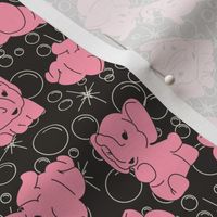 Pink Elephants- Black Background