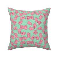 Pink Elephants- Mint Background