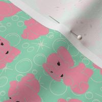 Pink Elephants- Mint Background and Outline