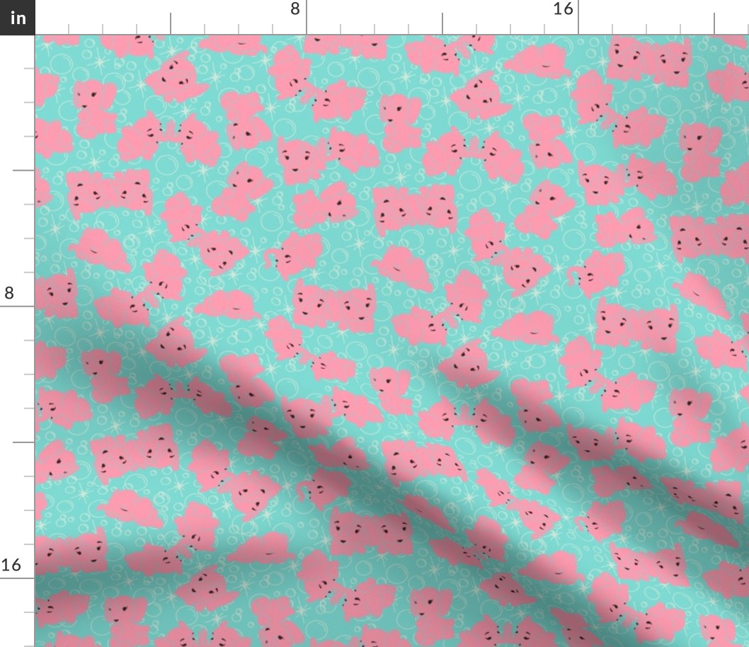 Pink Elephants- Turquoise Background and Outline