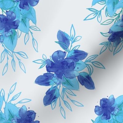 Watercolor Blooms - Blue