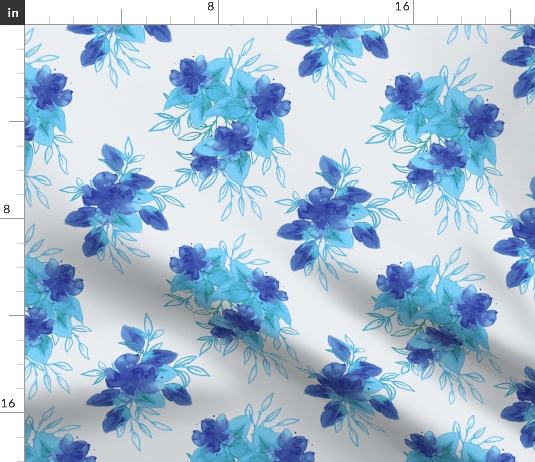 Watercolor Blooms - Blue