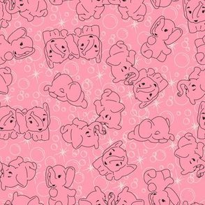 Pink Elephants- Pink Background