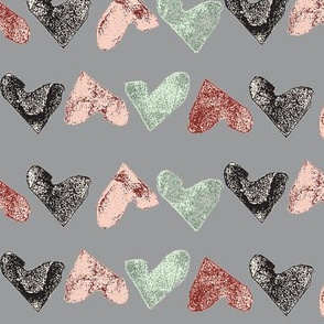 heart stamps on grey