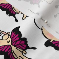 Pink Butterfly Boy -- 2.5 inch wide Butterfly -- Pink Cartoon Boy -- 2.34in x 4.43in repeat -- 150dpi (Full Scale)