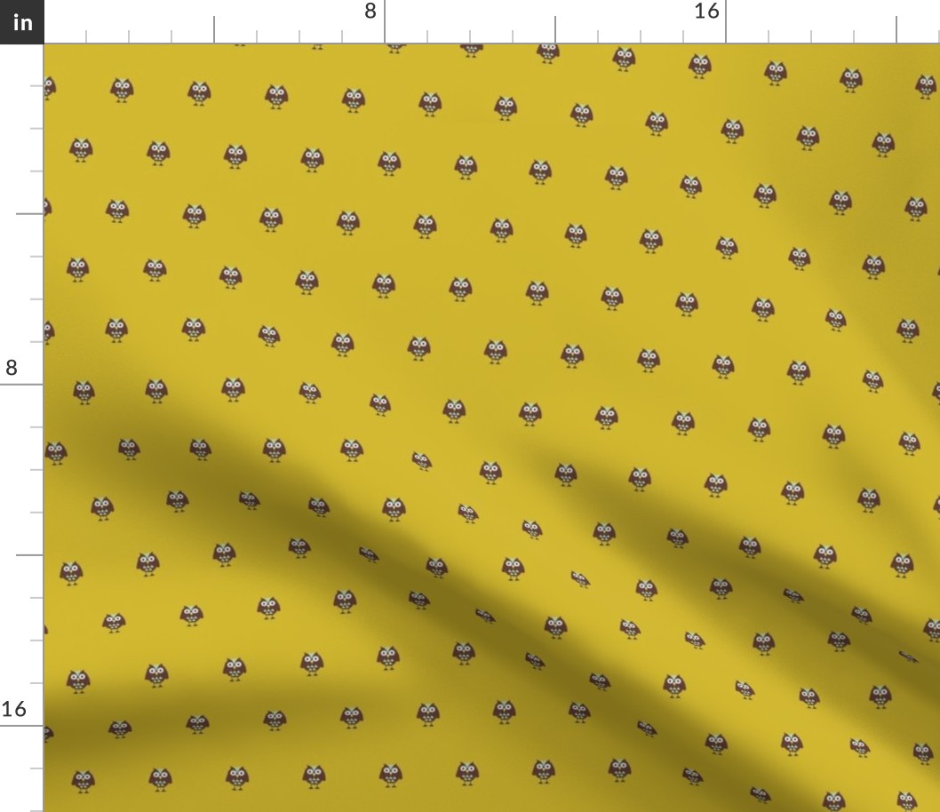 Kawaii Cute Mustard Owl Print Preppy Fabric