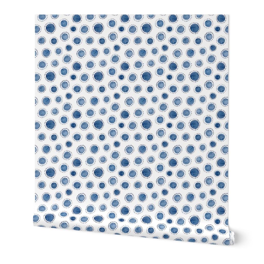 Watercolor Indigo Polka Dot